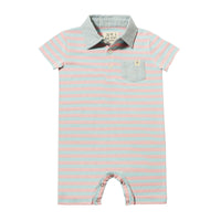 Saltash Polo Romper Pink Sky