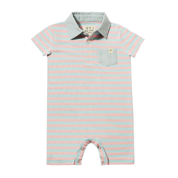 Saltash Polo Romper Pink Sky
