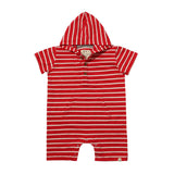 Charlie hooded romper red