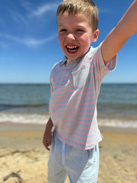 Saltash Polo Romper Pink Sky