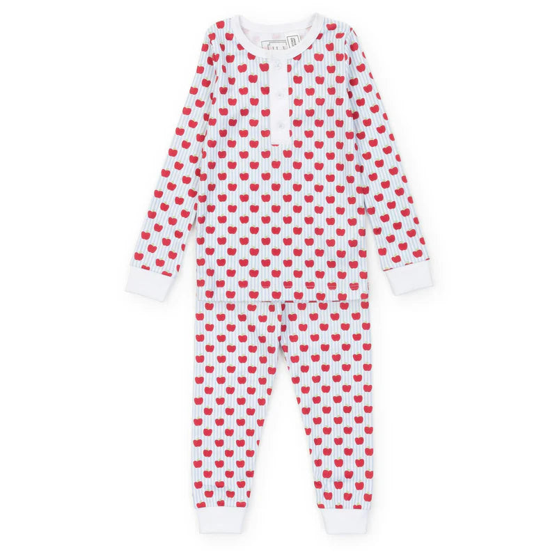 Schoolhouse Apples Cotton Pajama Pant Set - Blue