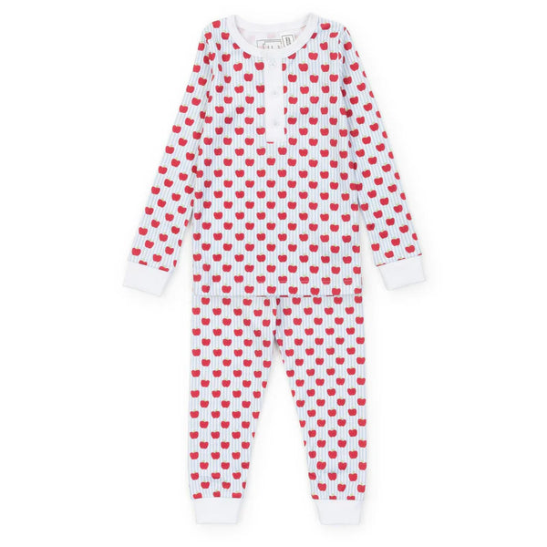 Schoolhouse Apples Cotton Pajama Pant Set - Blue