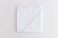 Hooded Towel with Embroidered Dots – Blue or Pink