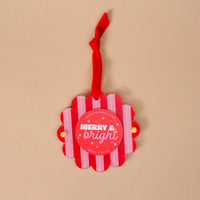 Peppermint Stripes Scalloped Round Picture Frame Ornament
