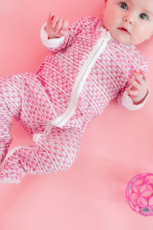Baby Zip Onesie Rosie Pink Sailor Hearts