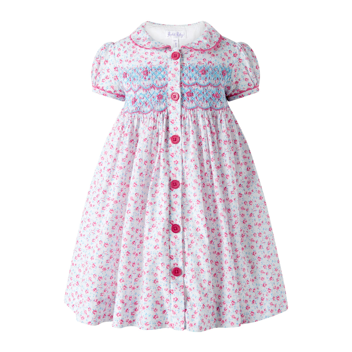 Floral Smocked Button-Front Dress