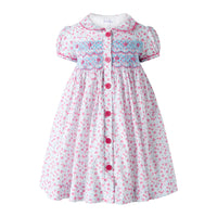 Floral Smocked Button-Front Dress