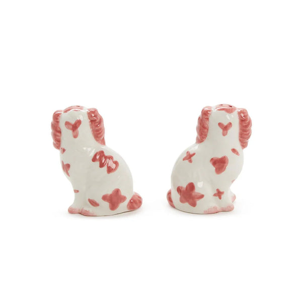 Two's Company Pink Staffordshire Dog Salt & Pepper Shaker Set