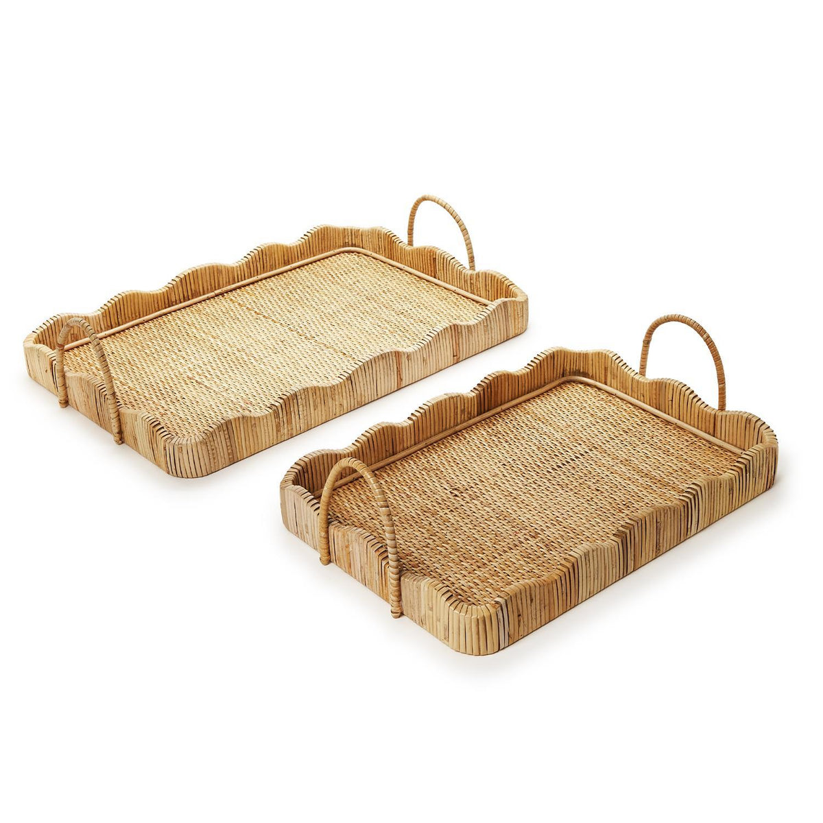 Scalloped Edge Trays with Handles - Set of 2