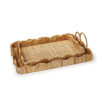 Scalloped Edge Trays with Handles - Set of 2
