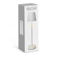 White LED Portable Cordless Table Lamp with Scalloped Edge Shade