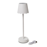 White LED Portable Cordless Table Lamp with Scalloped Edge Shade