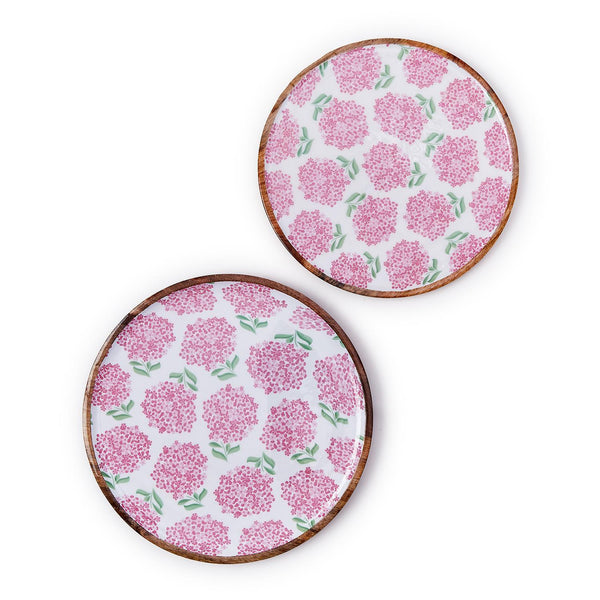 Pink Hydrangea Hand-Crafted Wood Tray