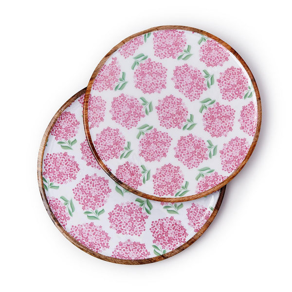 Pink Hydrangea Hand-Crafted Wood Tray