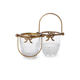 Antique Gold Finish Glass Basket with Bow Accent