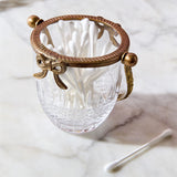 Antique Gold Finish Glass Basket with Bow Accent