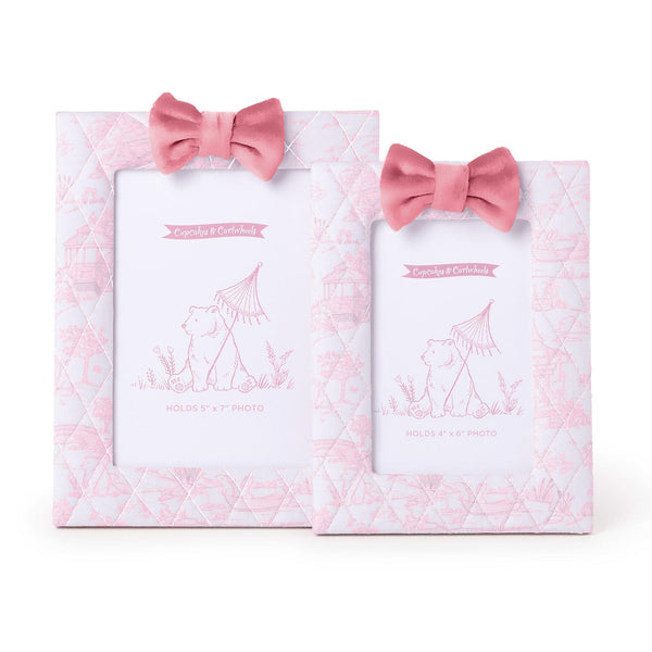Pink Animal Toile Quilted Photo Frames with Bow