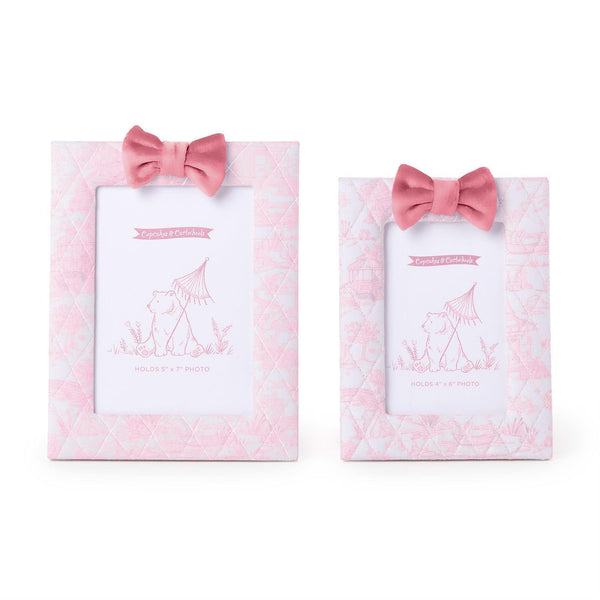 Pink Animal Toile Quilted Photo Frames with Bow