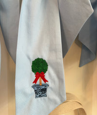 Blue Embroidered Wreath Sash