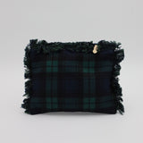 Blackwatch Plaid Flat Zip Fringe Pouch Small