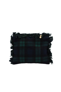 Blackwatch Plaid Flat Zip Fringe Pouch Small