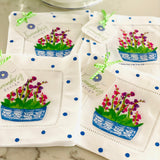 Chinoiserie Orchid Linen Cocktail Napkin