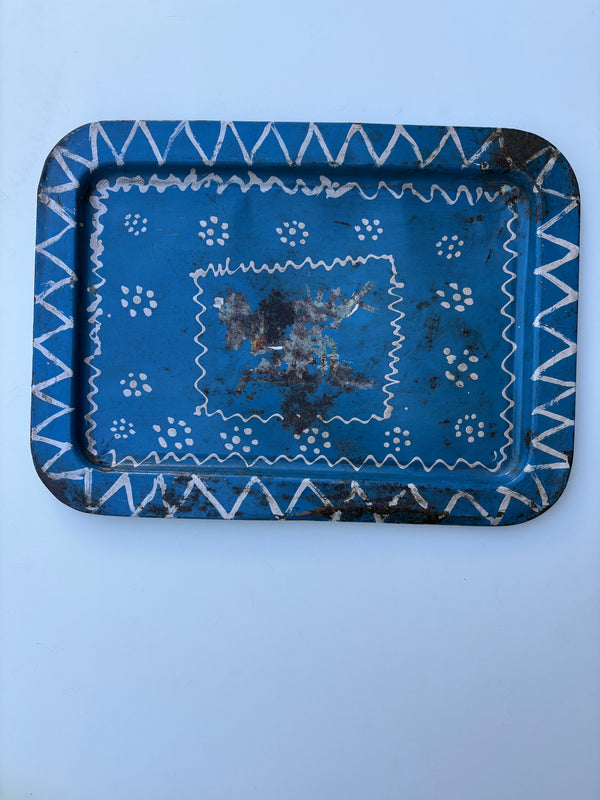 Found Decorative Metal Tray, Heavily Distressed Finish