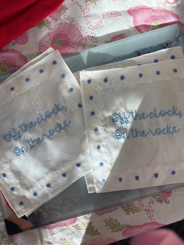 Linen Cocktail Napkins - Customized Embroidery Included