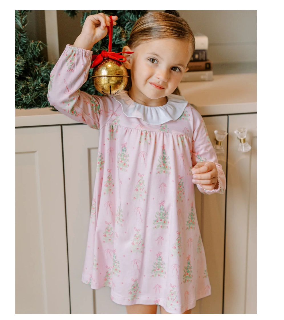 Pink Tinsel Longsleeve Girl Dress