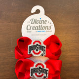 Mini Ohio State Embroidery set of 2 hair bows