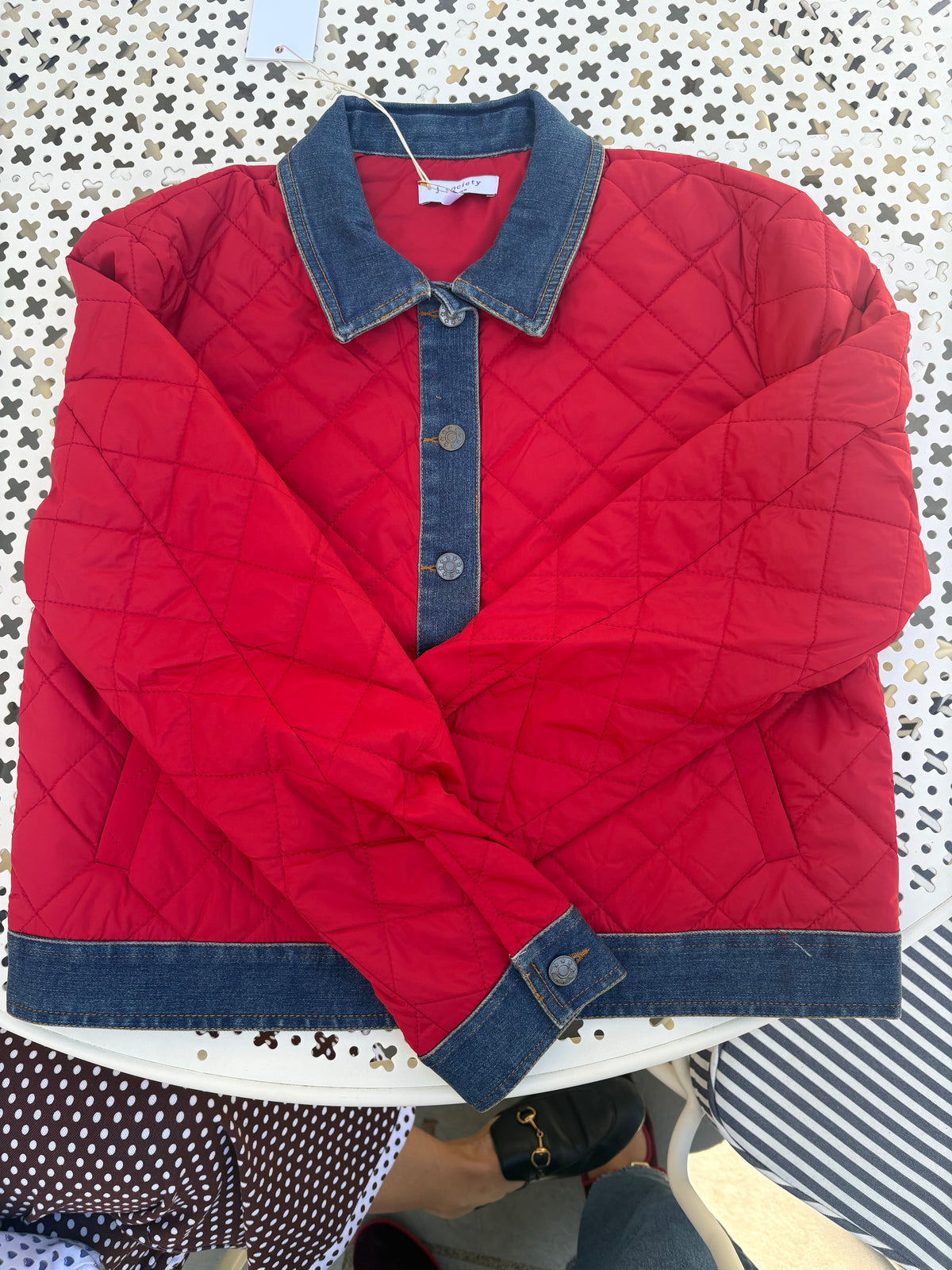 Denim Trim Red Puffer