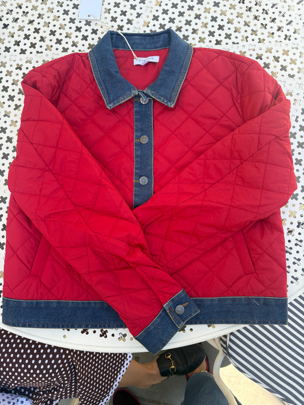 Denim Trim Red Puffer