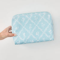 Weezie Blue Trellis Patterned Toiletry Bag