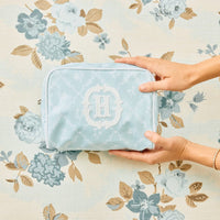 Weezie Blue Trellis Patterned Toiletry Bag