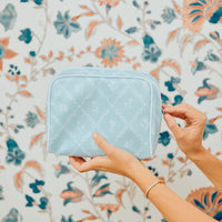 Weezie Blue Trellis Patterned Toiletry Bag