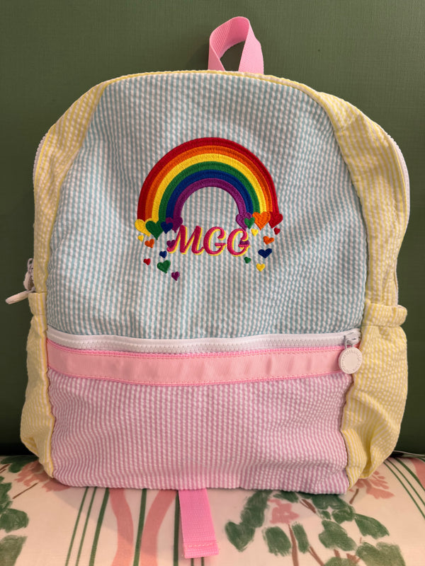 1989 Seersucker Medium Backpack w/ Pocket