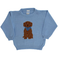 Crew Neck Sweater - Doodle on Lt. Blue