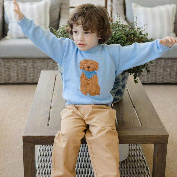 Crew Neck Sweater - Doodle on Lt. Blue