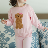 Crew Neck Sweater - Doodle on Pink