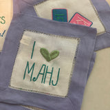 Mahjong Linen Cocktail Napkins, Set of 4