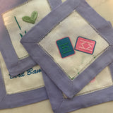 Mahjong Linen Cocktail Napkins, Set of 4