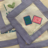 Mahjong Linen Cocktail Napkins, Set of 4