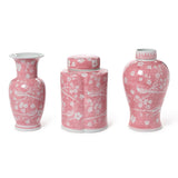 Hand-Painted Pink Chinoiserie Vases / Jar - Ceramic