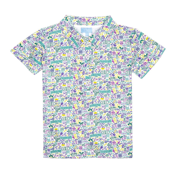 Boys' Tennis Print Polo Shirt
