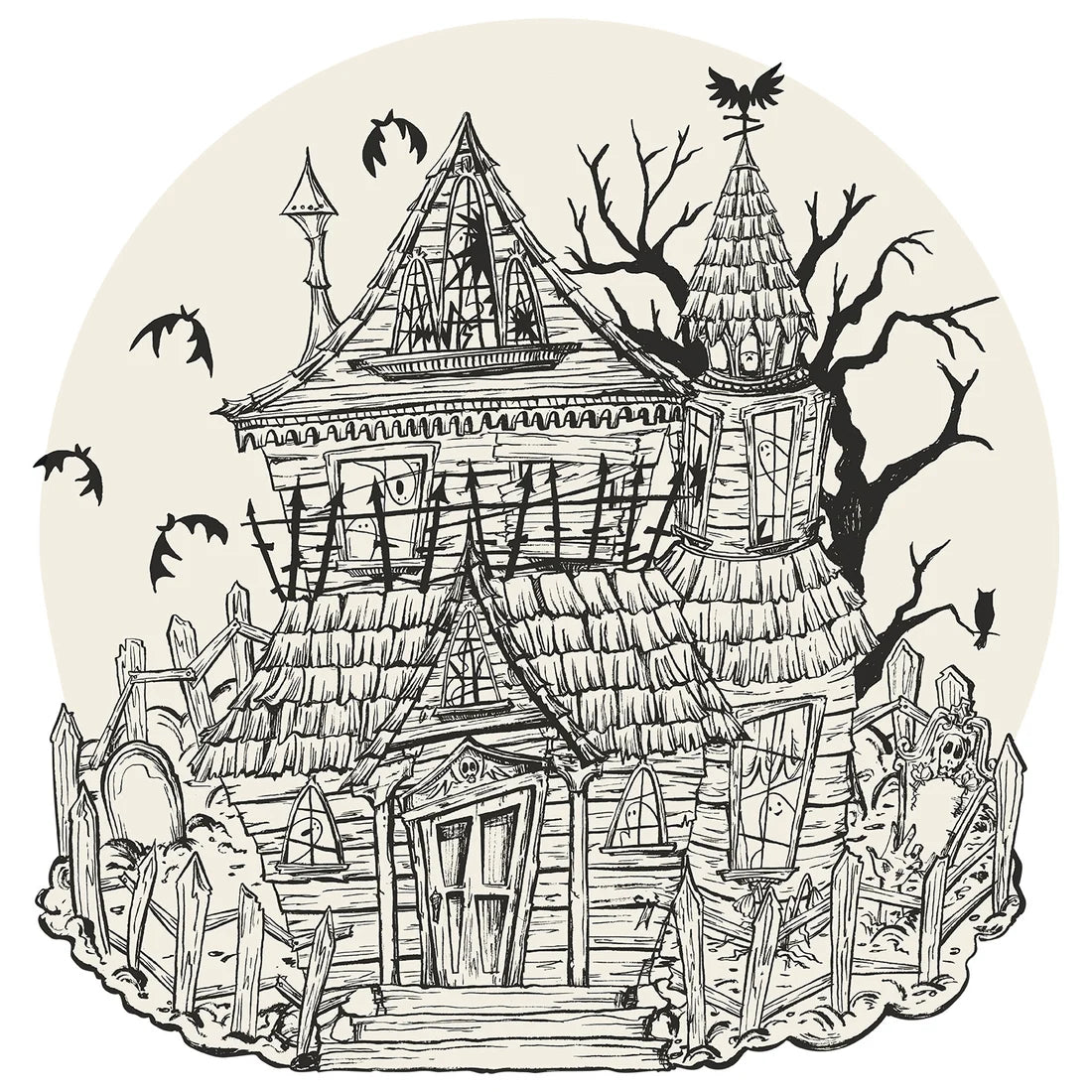 Die-Cut Coloring Haunted House Placemat