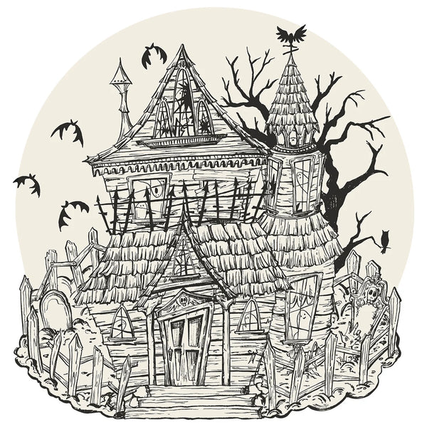 Die-Cut Coloring Haunted House Placemat