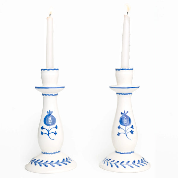 Pomegranate Trio Sketch Cobalt Blue Candlestick