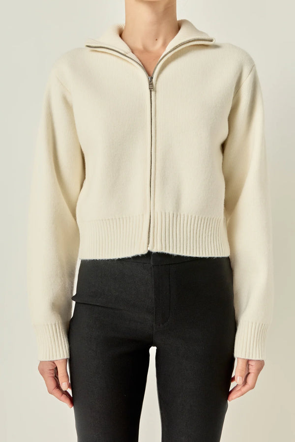 Zip Up Knit Sweater Jacket