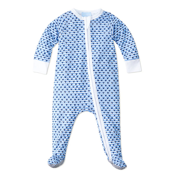 Baby Zip Onesie Chatham Blue Sailor Hearts