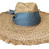 Sarah Bray Hydrangea Sun Hat - Wide French Blue Grosgrain Ribbon